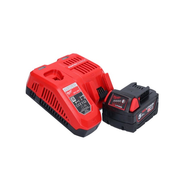 Milwaukee Akku-Ladegerät M12-18FC und Milwaukee M18 RedLithium Akku mit 5,0 Amperestunden