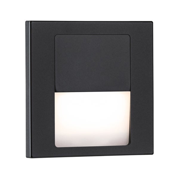 LED Wandeinbauleuchte Tsaro eckig 80x36mm 1W 80lm 230V 2700K Schwarz matt