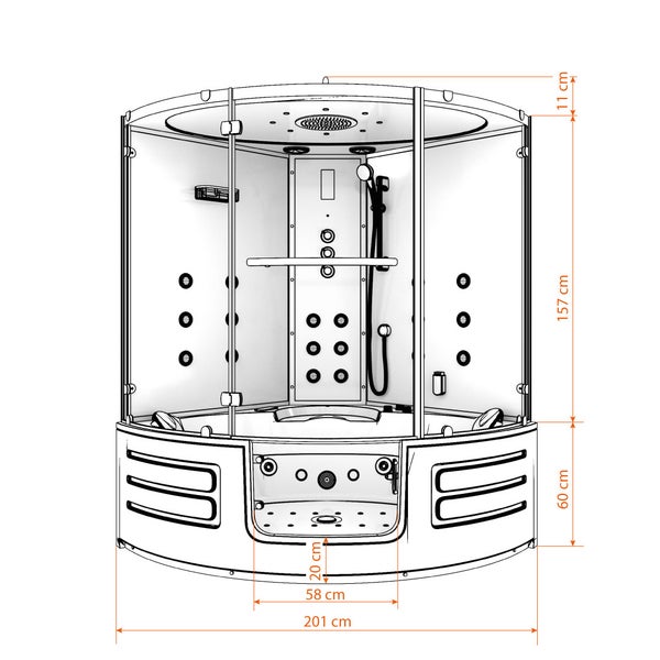Dampfdusche Whirlpool Duschkabine K70-SW-EH-SC