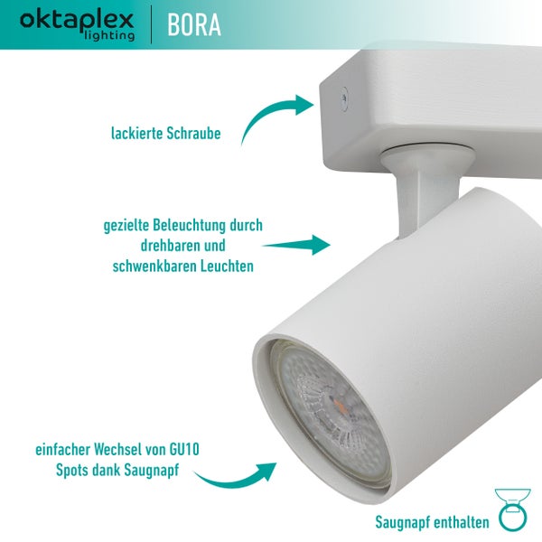 Bora Deckenstrahler 2-flammig GU10 LED Spotbalken 25 cm 230V schwenkbar Spotleuchte Aluminium modern Decken- Wandmontage