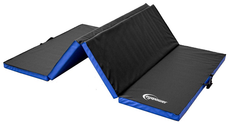 Faltbare Gymnastikmatte von eyepower für Sport und Fitness, platzsparend zusammenklappbar.