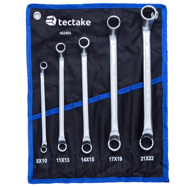 Doppelringschlüsselsatz tectake  gekröpft inklusive Rolltasche mit Ösen