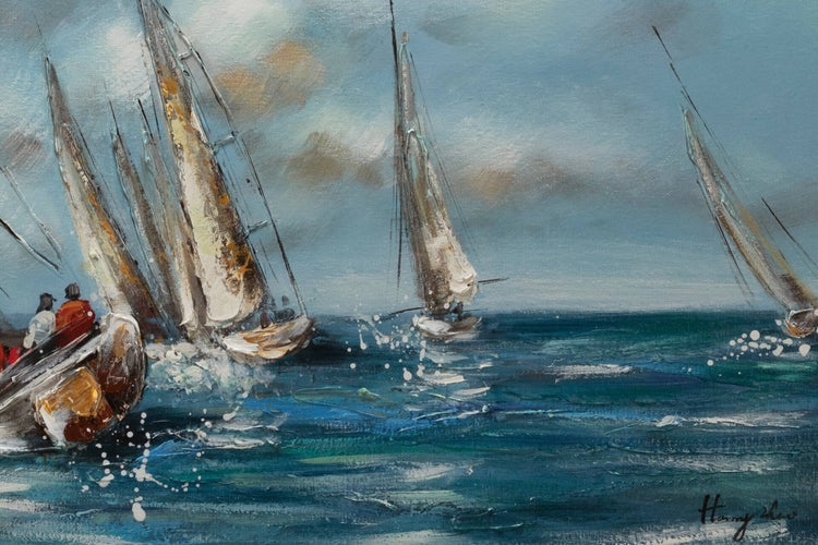 Handgemaltes Gemälde Acrylfarbe 120x60cm Blau