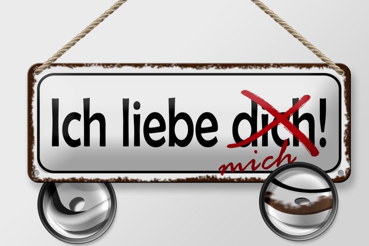 Blechschild Spruch 27x10cm ich liebe dich mich Dekoration