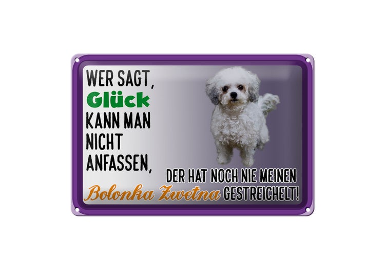 Blechschild Spruch 30x20cm Glück anfassen Bolonka Zwetna