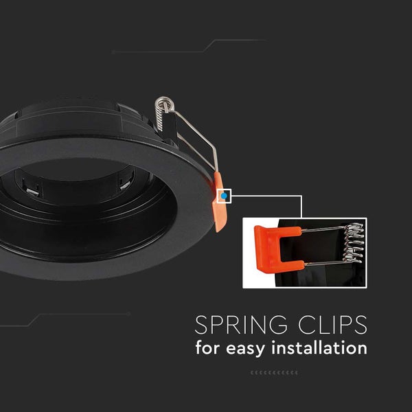 Einbaustrahler-Gehäuse mit Federklammern für einfache Montage.