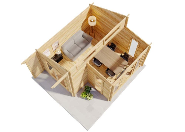 Alpholz Gartenhaus Lausitz-40 ISO mit Schiebetür aus Holz in braun Holzhaus Wandstärke: 40 mm Blockbohlenhaus
