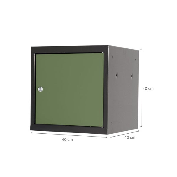 PROREGAL Mega Deal | 4x Schließfachwürfel Blocky mit Zylinderschloss + 2 Schlüssel | HxBxT 40x40x40cm | Anthrazit/Resedagrün | Tresor, Schließfach