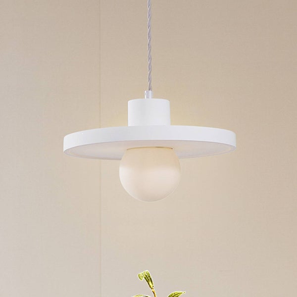 Lindby Pendelleuchte Nielson (Modern) in Weiß aus Gips/Ton (1 flammig, E27) - Deckenlampe Esstischlampe Hängelampe Hängeleuchte Wohnzimmerleuchte