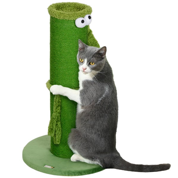 PawHut Kratzstamm, 63cm Kratzsäule, Sisal-Katzenkratzbaum, Kratzbaum für Katzen, Katzen Kratzmöbel, Indoor, Polyester, Grün