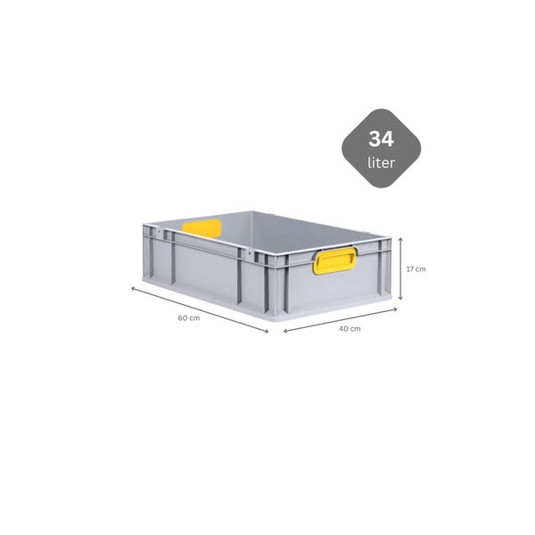 PROREGAL Spar Set 5x Eurobox Nextgen Color Mit Auflagedeckel & Schiebeschnappverschlüsse HxBxT 17 x 40 x 60 cm Griffe Gelb Geschlossen Glatter Boden