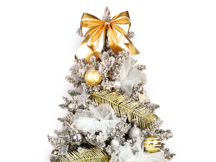 Geschmückter künstlicher Weihnachtsbaum mit 136 Ornamenten SHINING ELEGANCE 240 cm Baum mit Ständer und Weihnachtsornamenten