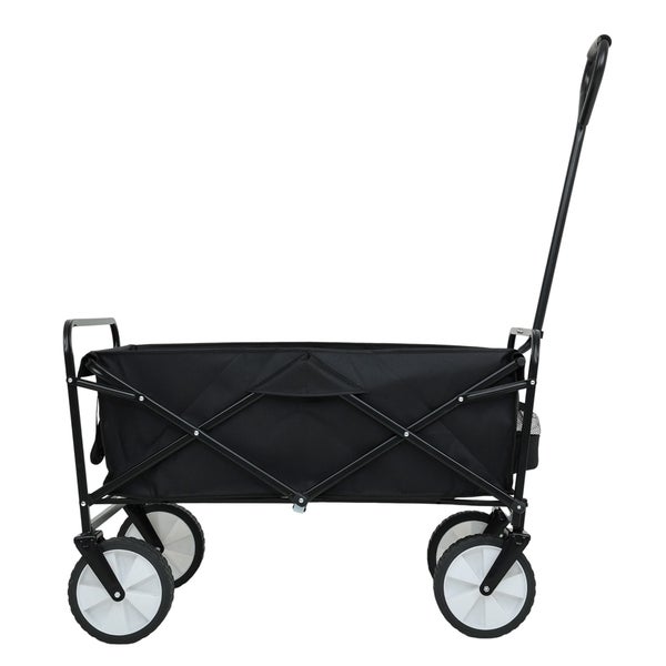 Schwarzer Bollerwagen mit Griff und Rädern