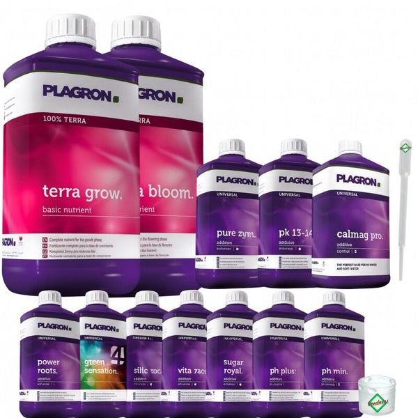 Plagron Düngeset mit Wachstums- und Blütedünger sowie verschiedenen Additiven