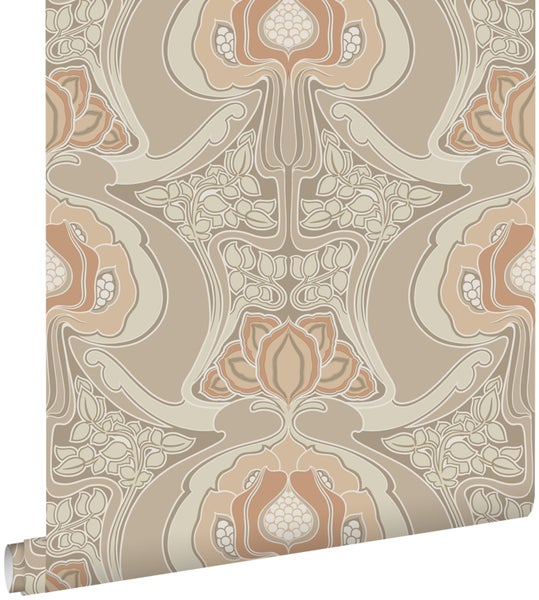 ESTAhome Tapete Blumenmuster im Jugendstil Beige - 53 cm x 10.05 m - 139569