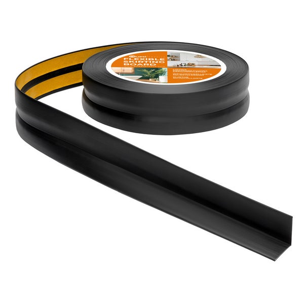Quest Weichsockelleiste Selbstklebend 30 x 30 mm, PVC, Flexibel, Schwarz, 5 Meter