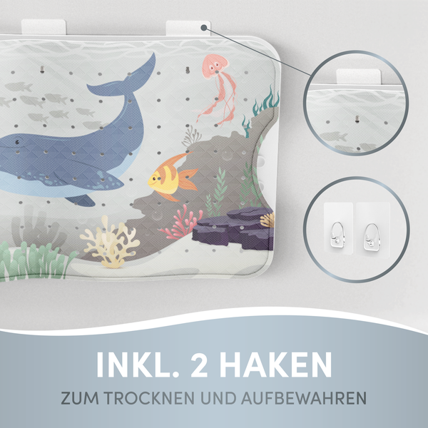 avakido® Badewannenmatte Kinder rutschfest - Inklusive 2 Haken zum Aufhängen - 100% BPA-Frei, Wanneneinlage, Antirutschmatte Badewanne - schimmelresistent & maschinenwaschbar