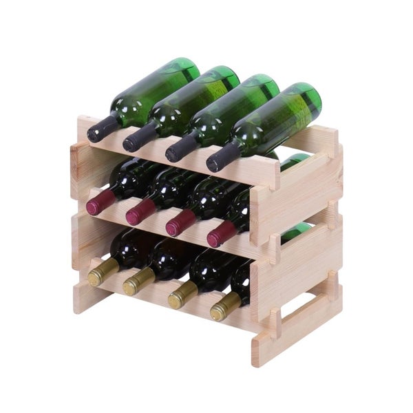 Weinregal VINOTECA FLEX PRO HxBxT 37x46x28cm 12 Flaschen auf 3 Ebenen Massives Kiefernholz Natur unbehandelt