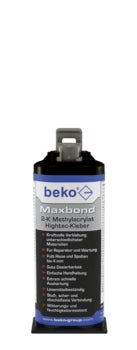 Beko Maxbond Zwei Komponenten Methylacrylat Hightec Kleber in einer Kartusche zur kraftvollen Verklebung verschiedener Materialien.