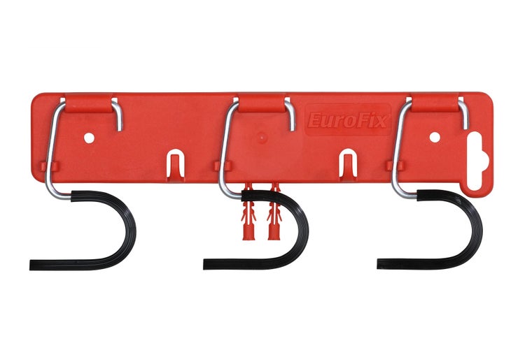 PROREGAL Geräteleiste OrgaHook HxBxT 25x10x1,5 cm 3 verzinkte Halter 2 Haken
