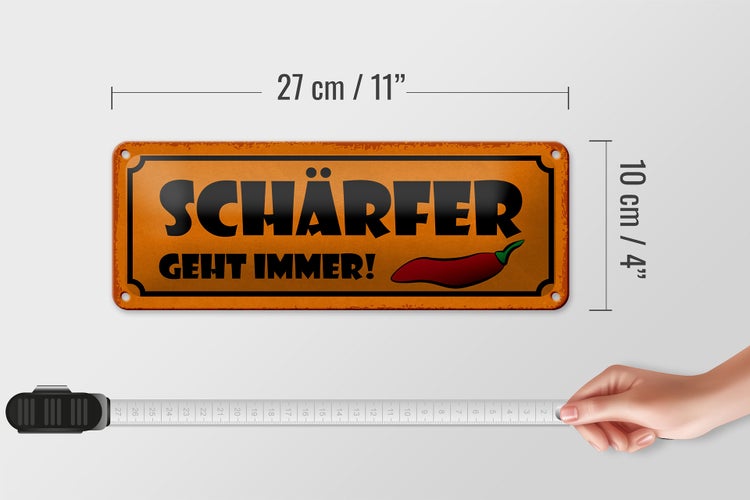 Blechschild Spruch 27x10cm schärfer geht immer Dekoration