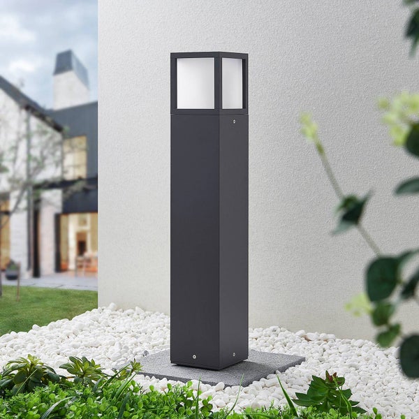 Lucande Außenleuchte Dewari (spritzwassergeschützt (Modern) in Alu aus Aluminium (1 flammig, E27) - Wegeleuchte Pollerleuchte Wegelampe Sockelleuchte