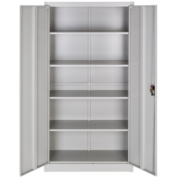 Aktenschrank tectake  180 x 90 x 40 cm aus pulverbeschichtetem Stahl grau