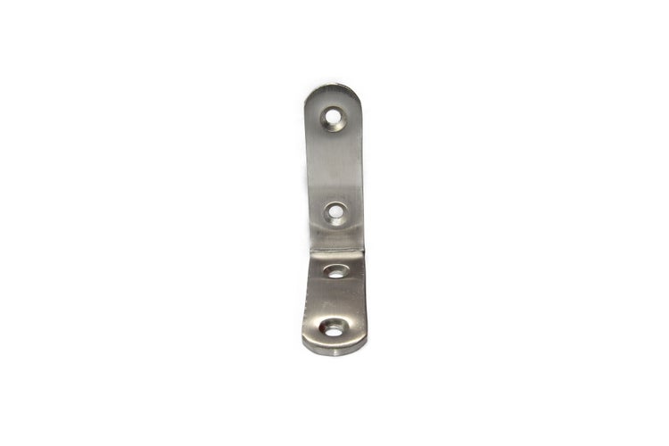 Winkelverbinder aus Metall mit vier Schraublöchern zur stabilen Befestigung von Bauteilen.