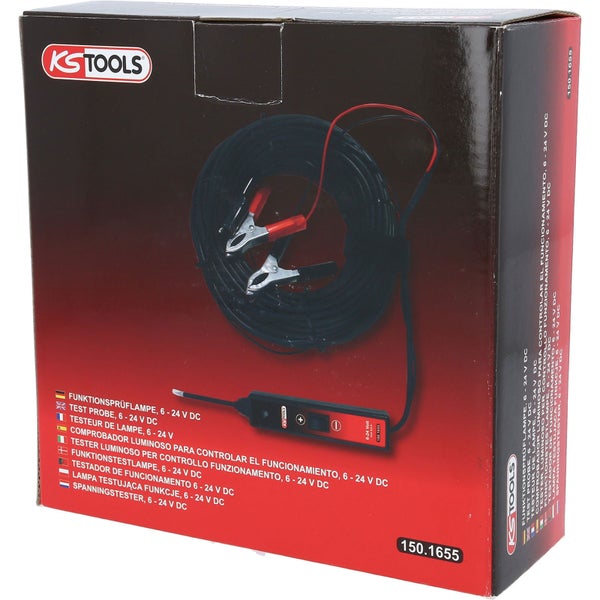 KS TOOLS Funktionsprüflampe 6-24V DC mit 25 Meter Kabel - 150.1655