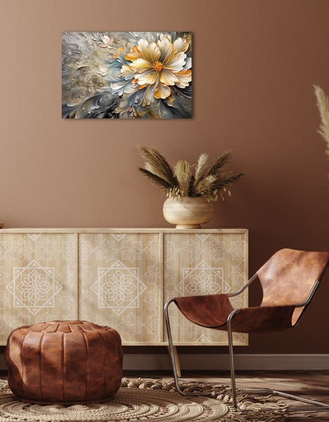 Leinwandbild, Canvasmaterial, Handmade in Deutschland, Wandbild, bedruckt, Goldene Blüte_ CCS00413 in 60x40cm