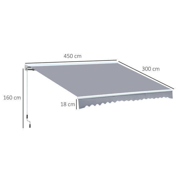 Outsunny Gelenkarmmarkise, Verstellbare Klemmmarkise,  4,5 x 3m, 100% Polyester (280g/m²), Aluminium Grau
