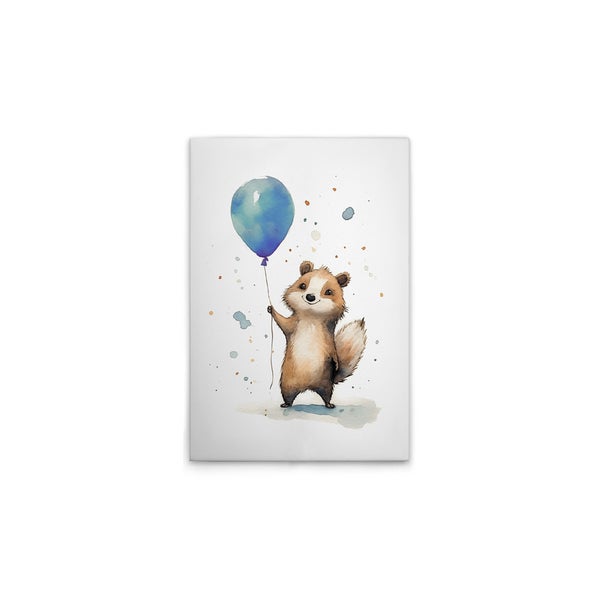 Leinwandbild mit Aquarellzeichnung eines Murmeltiers mit Luftballon