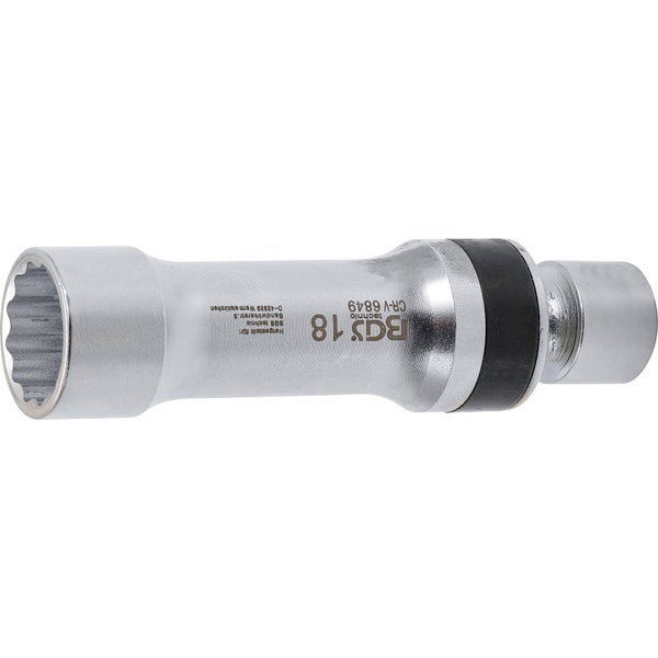 BGS Zündkerzen-Gelenkeinsatz Zwölfkant mit Haltefeder Antrieb Innenvierkant 10 mm (3/8) SW 18 mm - 6849