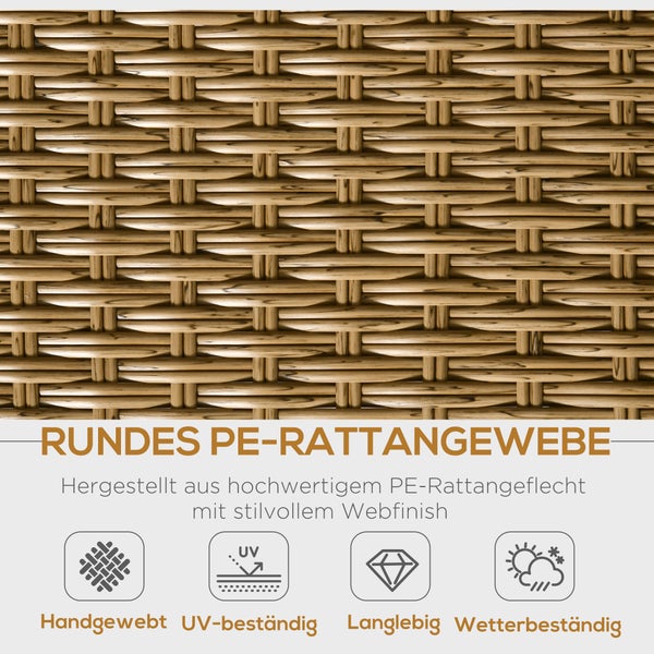Outsunny 5-tlg. Gartenmöbel-Set, 187L x 77B x 77H cm, Aluminium, PE Rattan, Polyester, natur