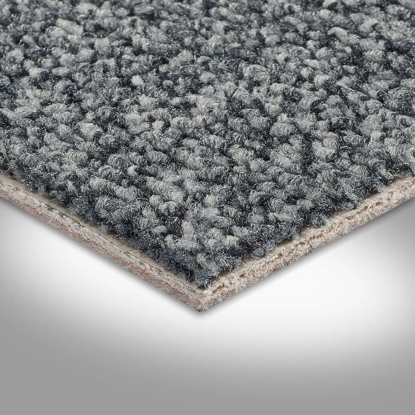 Teppichboden grau Meterware strapazierfähige Auslegware mit Schlingen Struktur 400 cm Breite (Meterware)