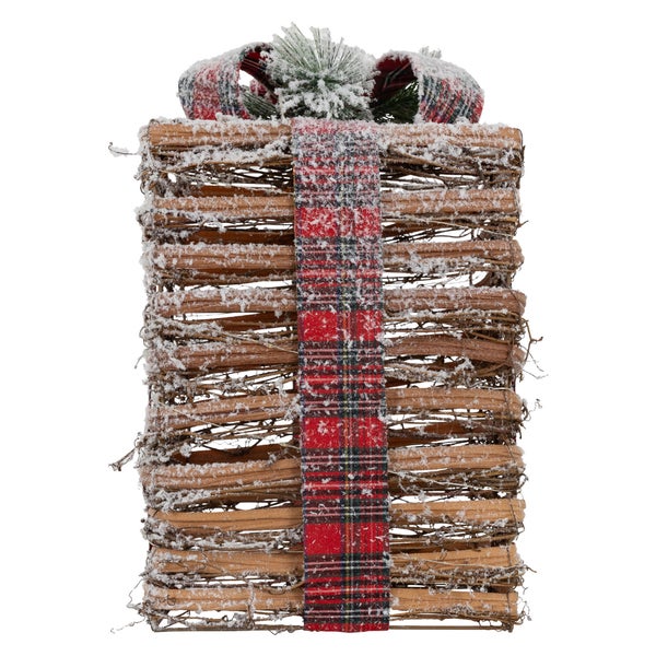 ECD Germany 3er Set LED Geschenkboxen, Braun, Rattan geschneit, batteriebetrieben mit Timer, Weihnachtsdeko Weihnachten Geschenk Beleuchtet Weihnachtsbaum Dekoration Weihnachtsgeschenkbox Leuchtkästen