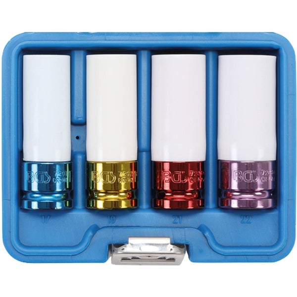 BGS Kraft-Schoneinsatz-Satz Antrieb Innenvierkant 12,5 mm (1/2) SW 17 / 19 / 21 / 22 mm 4tlg. in Koffer - 9847