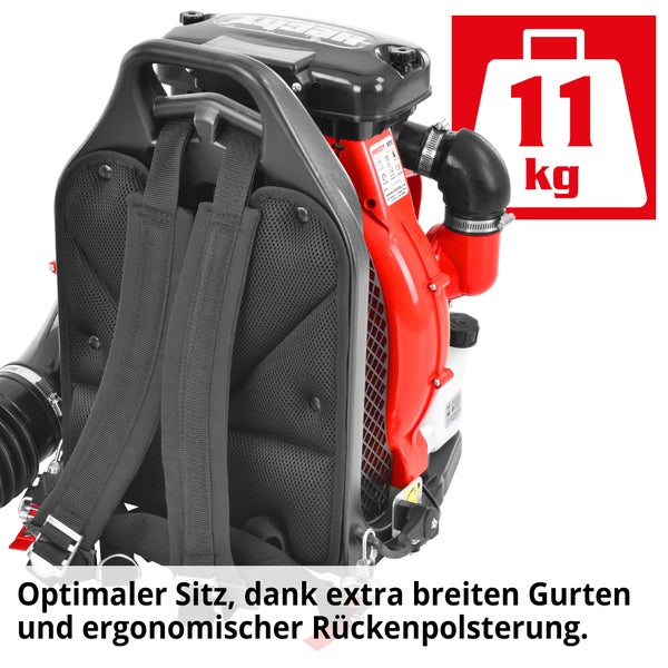 Rückentragbarer Laubbläser mit 11 kg Gewicht