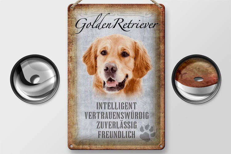 Blechschild Spruch 20x30cm Golden Retriever Hund Schild