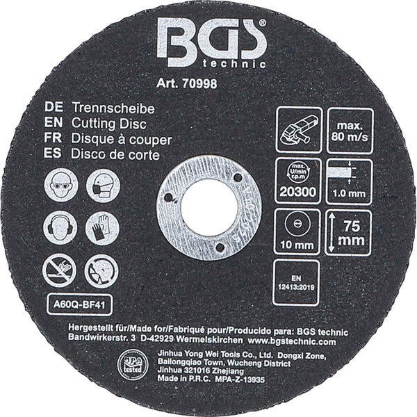 BGS Trennscheiben-Satz für Edelstahl Ø 75 x 1,0 x 10 mm 5tlg. - 70998