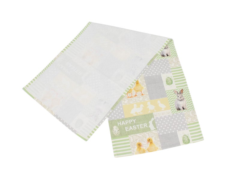 FRANK FLECHTWAREN|Tischläufer Osterpatchwork, 40 x 140 cm, BAUMWOLLE, POLYESTER