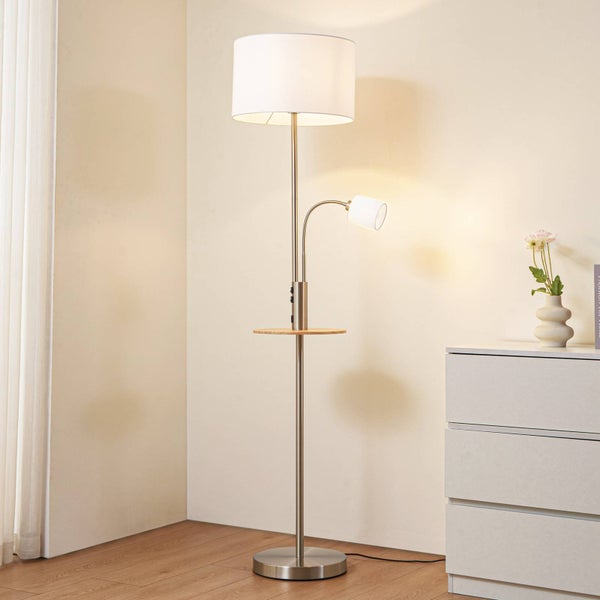 Stehlampe mit Leselampe und Ablage