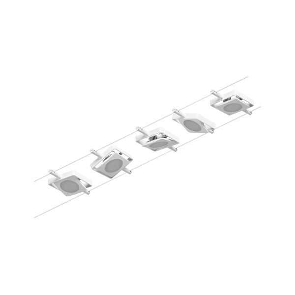 CorDuo LED Seilsystem MacLED Basisset 5x250lm 5x4,5W 3000K 230/12V Weiß, Chrom