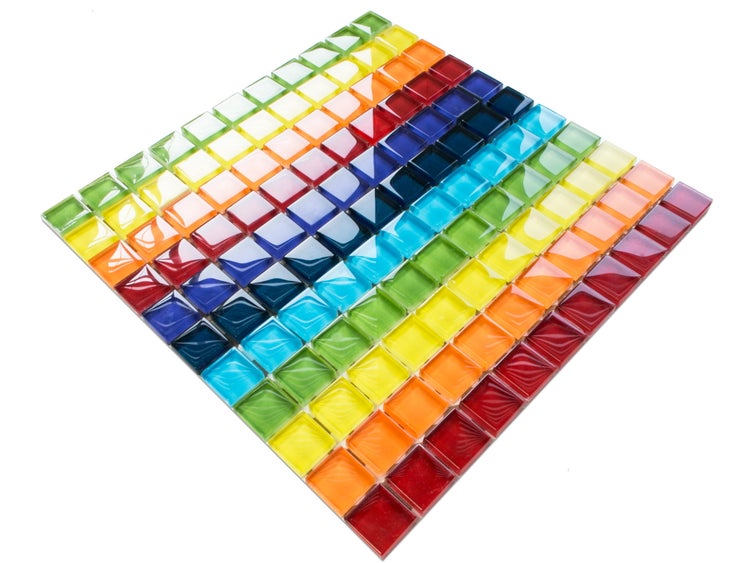 Glasmosaik auf Netz für Bad und Küche 30cm x 30cm  - Rainbow river