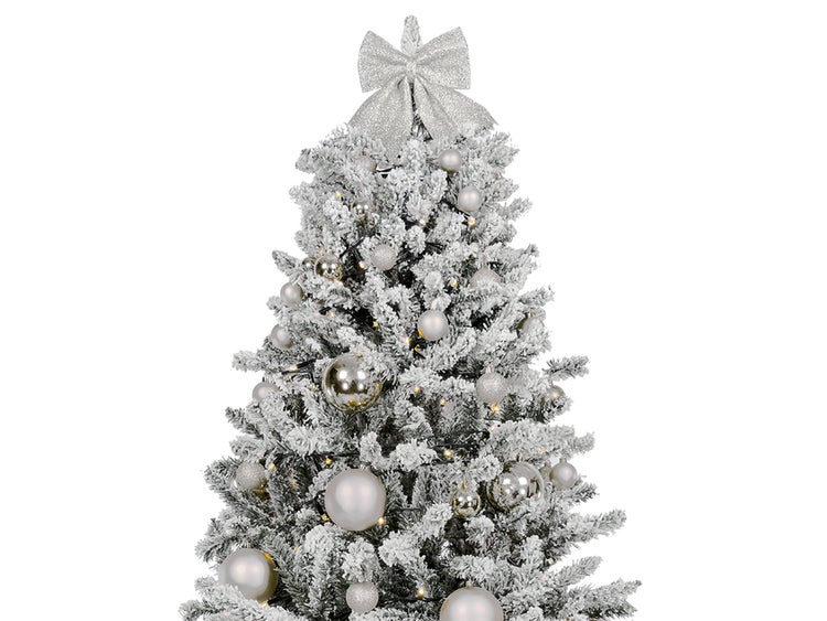 Geschmückter künstlicher Weihnachtsbaum mit 85 Ornamenten SILVER CHRISTMAS 270 cm Baum mit Ständer und Weihnachtsornamenten