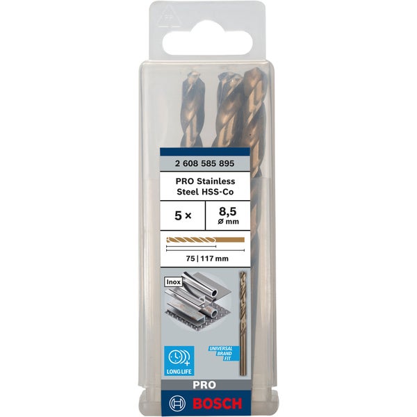 Bosch PRO Stainless Steel HSS-Co Spiralbohrer 8,5 x 75 x 117 mm - 2608585895