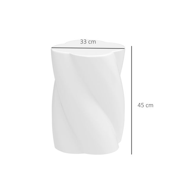 Outsunny Sitzhocker aus Keramik in Spiralform 120kg belastbar Ø33 x 45 cm Wetterfest Garten Hocker mit Deckel Beistelltisch Blumenhocker Fußhocker für Indoor Outdoor Camping Garten Balkon Weiß