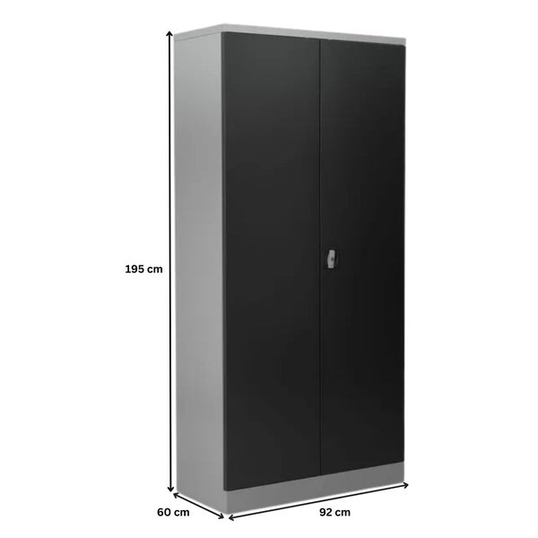 PROREGAL Stahlschrank Bee 4 Fachböden HxBxT 195 x 92 x 60 cm Pulverbeschichtetes & Verstärktes Fachbodenmaterial Grau & Antrhazit