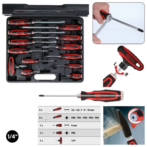 KS TOOLS ERGOTORQUEmax Schlagkappen-Schraubendreher-Satz 13tlg. - 151.1150