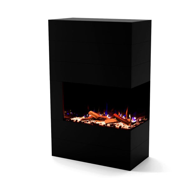Glow Fire Elektrokamin 'Portia ' Rechtsoffen| LED Standkamin in schwarz mit Heizung (1500 W) | HxBxT: 140x90x45 cm